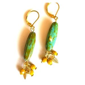 Artisan dangle earrings Picasso  beads (a1009)